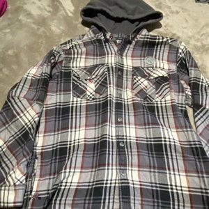 Harley Davidson Mens Flannel Shirt Size Large Long Sleeve Black Plaid Button